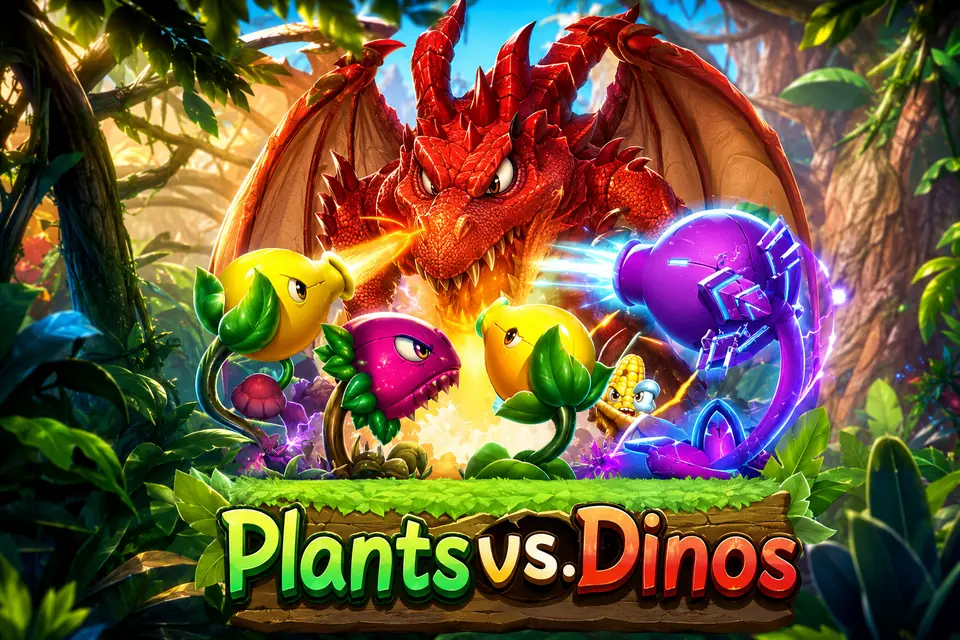Ilustrasi Plants Vs. Dinos dari Dragoon Soft di Dimensi69